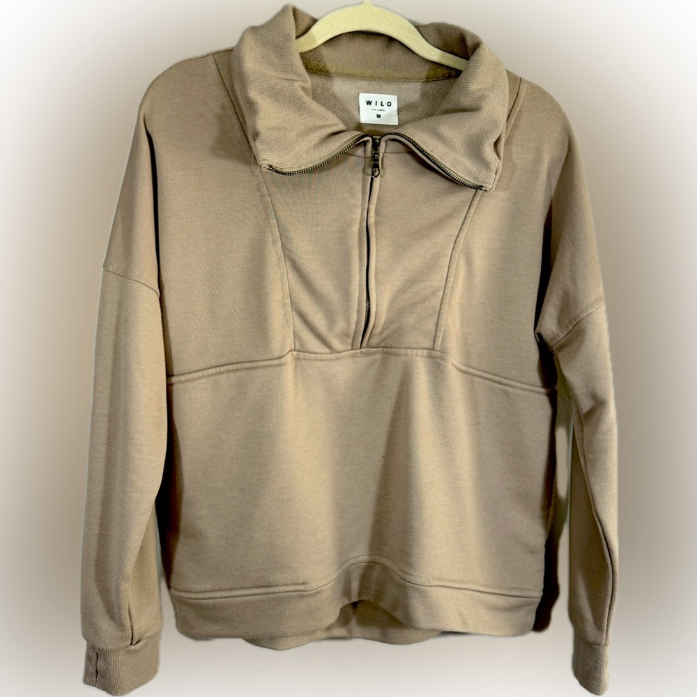 Nwt: Wilo The Label - Women's Tan/ Clay Color, Bella Half Zip, Pullover